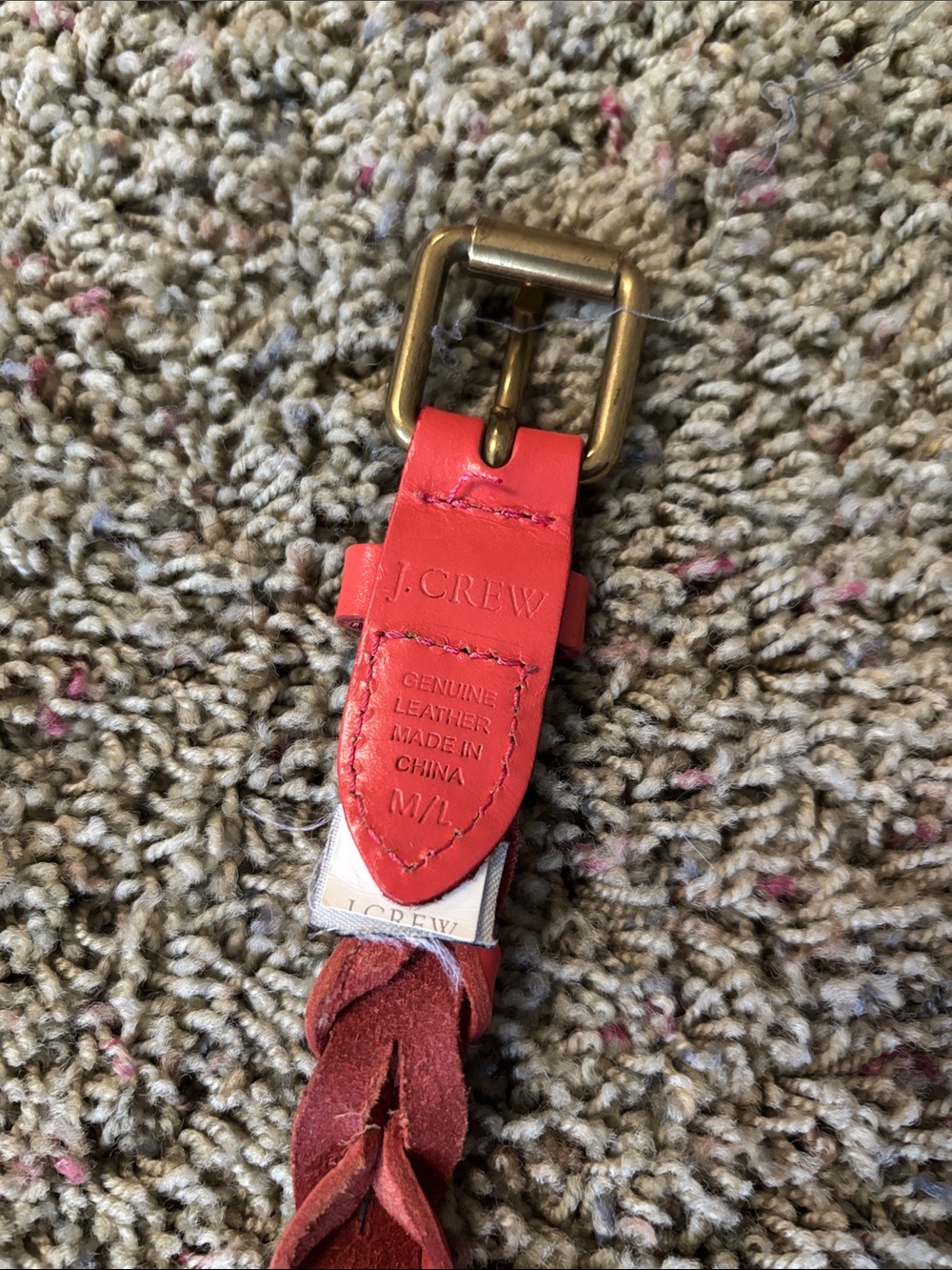 J. Crew Coral/Salmon Pink Braided Genuine Leather Belt - Women's Sz M/L - Picture 5 of 6